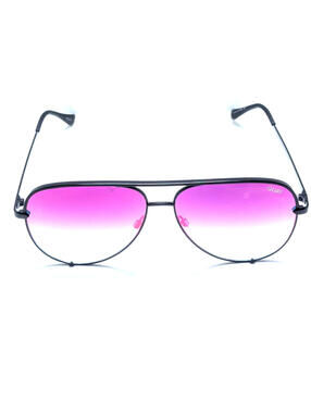 Quay High Key 126 Purple Gradient UV Lens Black Aviator Women’s Chic Sunglasses